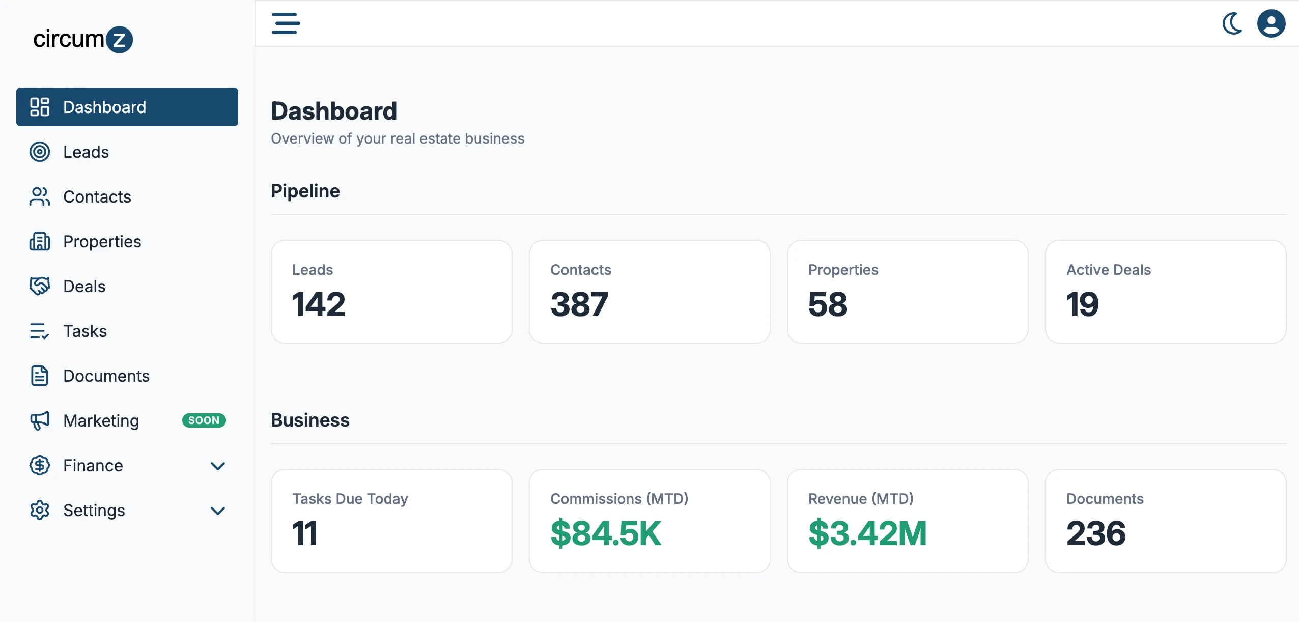 Circumz Real Estate Dashboard