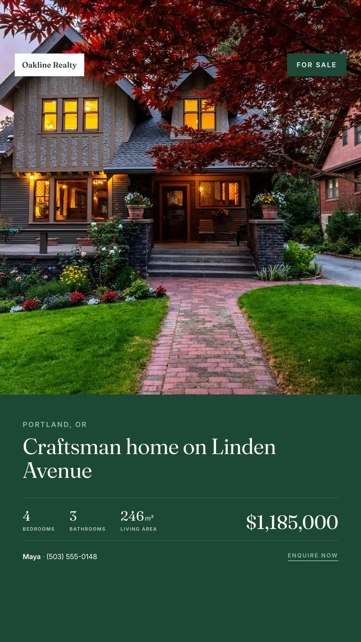 Story-format social post generated from the listing